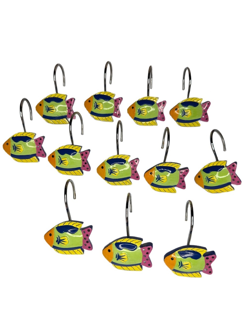 Colorful Fish Shower Curtain Hooks - Set of 12